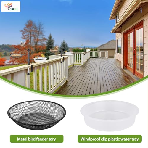 BOLITE Deck Bird Feeders with Metal Tray and Water Bowl, Heavy Duty, Black - style: 2 Trays