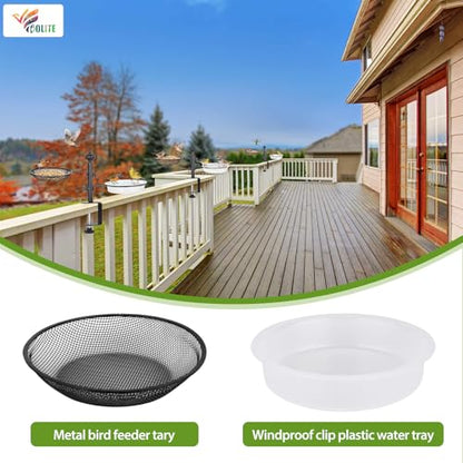 BOLITE Deck Bird Feeders with Metal Tray and Water Bowl, Heavy Duty, Black - style: 2 Trays