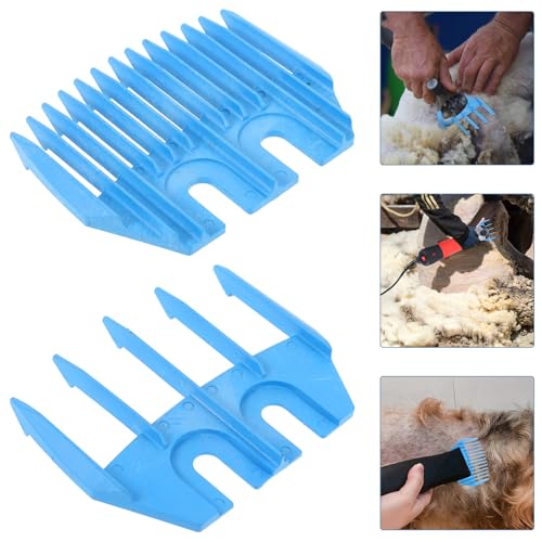 Sheep Shearing Accessory Plastic Trimmer Guide Attachments 5-Tooth and 13-Tooth Blue Comb Sets for Powered Livestock Clippers Grooming Supplies