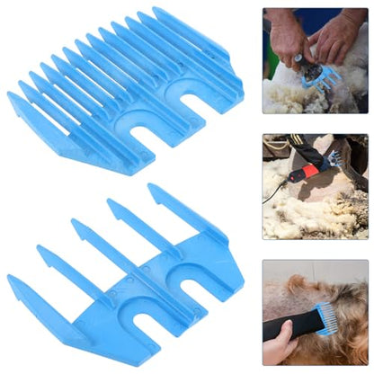 Sheep Shearing Accessory Plastic Trimmer Guide Attachments 5-Tooth and 13-Tooth Blue Comb Sets for Powered Livestock Clippers Grooming Supplies