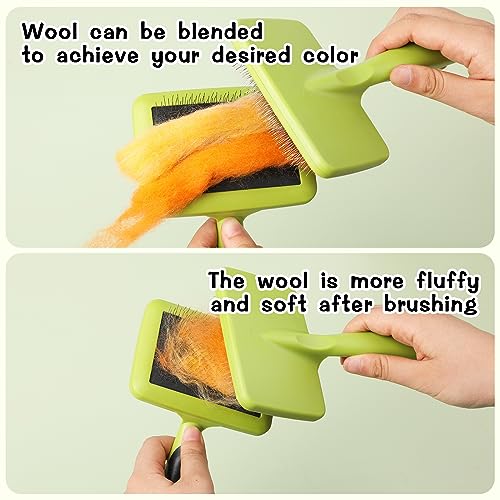 2 Pcs 7.67" x 4.48" Large Wooden Wool Carders for Needle Felting - color: Green Wool Carders