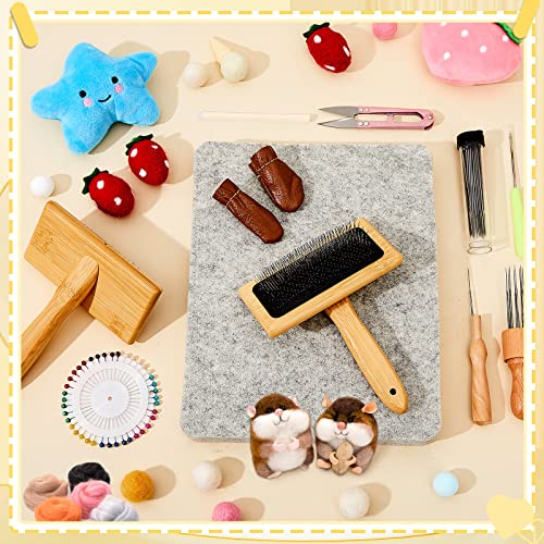 41 Pieces Needle Felting Kit Tools with Hand Wool Carders Needles Felting Pad Mat Supplies for DIY Wool Projects