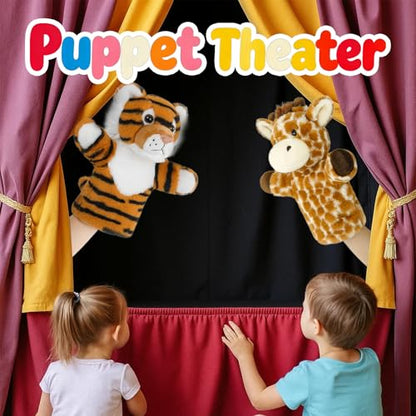 Giraffe Puppet Kids Hand Puppets Adults Large Safari Stuffed Animal for Story Time Teaching Educational Toy Adult Hands Fit Washable Stuffed Long Neck Cute Giraffe Plush Toys - color: Giraffe