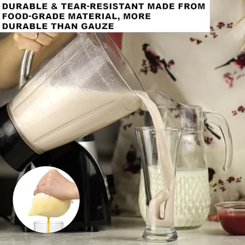 3Pcs Nut Milk Bag Reusable 80 Mesh Fine Nylon Juice Strainer Mesh Cheese Cloth Bag with Drawstring for Coffee,Yogurt,Soup,Purees,Juice(3Sizes)