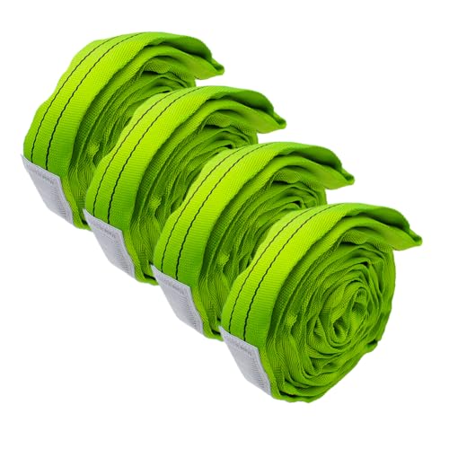 4 Pack 2x6ft Polyester Rigging Lifting Straps for Hoist Heavy Duty Objects, Poly Endless Round Lift Sling for Hoisting Towing Cargo, Green