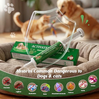 Activated Charcoal for Dogs Cats,Pet Poison Emergency Kit, Toxin Absorber with High-Activity Charcoal & Kaolin, Supports Digestive from Chocolate/Grapes/Onions, Using for Home, Travel 30ml - size: 30ml