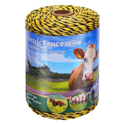 328ft Electric Fence Wire, 9-Strand Stainless Steel, 1/8" Diameter | 9 Strands 304 stainless + 30 polywire; 330lb break; High conductivity; UV resistant; for solar fence, horses, cattle, goats - size: 328 Feet