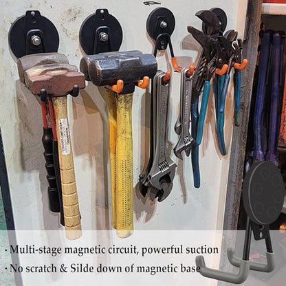 ULIBERMAGNET Heavy Duty Magnetic Hooks,Strong Large Magnet Hooks for Power Drill,Garden Tools, Hose,Pegboard,Garage,Workshop,4 Pack Magnetic Storage Hooks for Indoor Outdoor Hanging(Gray) - style: 2.59" Strong Medium L Gray 4PC