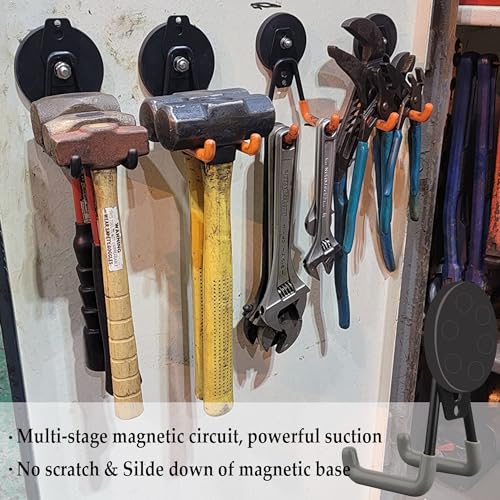 ULIBERMAGNET Heavy Duty Magnetic Hooks,Strong Large Magnet Hooks for Power Drill,Garden Tools, Hose,Pegboard,Garage, Workshop,2 Pack Magnetic Storage Hooks for Indoor Outdoor Hanging(Gray) - style: 2.59" Strong Medium L Gray 2PC