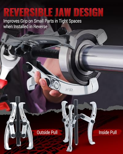 Reywoo Gear Puller Set, 3" 4" 6" 8" Bearing Puller Kit for Pulley Gear Bearing Flywheel Removal, Cr-V Steel 2 Jaw & 3 Jaw Gear Puller with Reversible Jaws - size: Max External 3"&4"&6"&8"