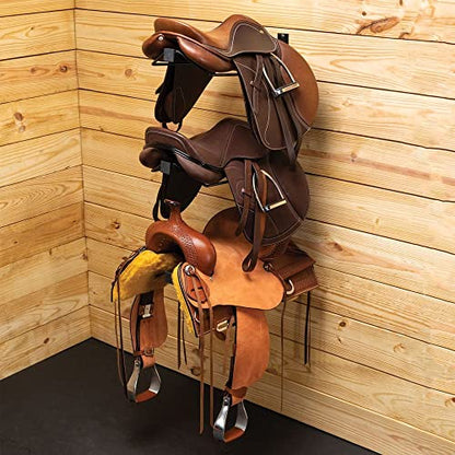 EASY-UP Mounted Saddle Racks | Optimal Storage Solution for Horse Saddles - style: 3 Tier Saddle Rack