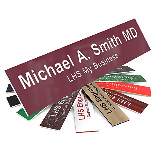 Custom Engraved Office Door Name Plate & Desk Signs, Burgundy, 2x4 - color: B26 - Burgundy & White Lettering, size: 2in x 4in (5.1cm x 10.1cm)