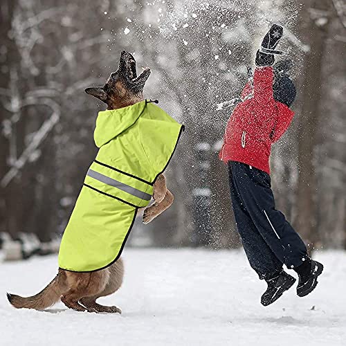 Waterproof Dog Rain Coat - Adjustable Hooded Pet Rain Jacket Raincoat, Reflective Lightweight Dog Slicker Poncho Raincoats (Neon Green, Medium) - color: Neon Green, size: Medium