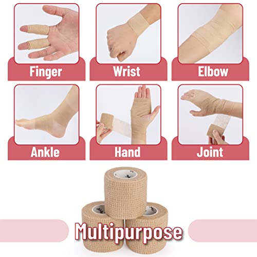 Mr. Pen- Self Adhesive Bandage Wrap, 2" x 5 Yards, 6 Pack - color: Skin Color, size: 2" x 5 Yards, 6 Pack