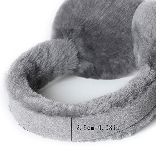 MaxW Wool Ear Muffs for Winter Women Men Fluffy Earmuffs Soft Cozy Ear Warmers Outdoor Ear Covers for Cold Weather - color: A-grey