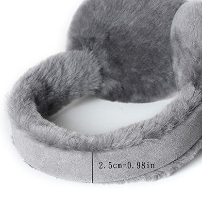 MaxW Wool Ear Muffs for Winter Women Men Fluffy Earmuffs Soft Cozy Ear Warmers Outdoor Ear Covers for Cold Weather - color: A-grey