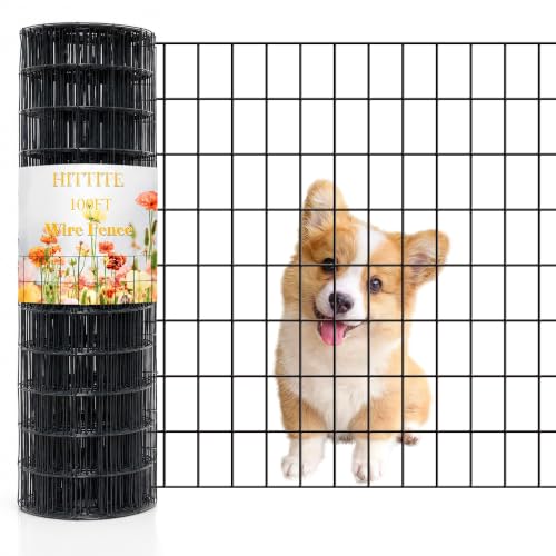 Black PVC Coated Welded Wire Fencing, 48in High x 100ft Long, 2 inch x 3 inch 16GA 2/3/4/5/6 Ft Tall Welded Wire Fence Rolls, Black Metal Garden Fence Wire Roll Garden Fencing for Yard - color: Black, size: 2"x3" 16GA 48" x 100'