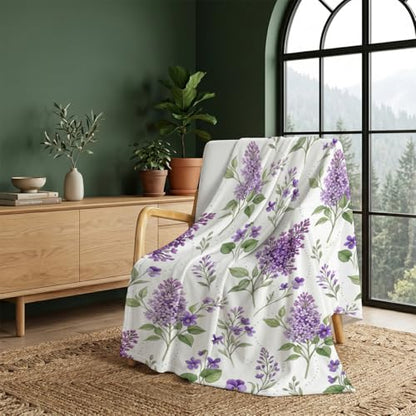 Lilac and Violet Blanket, Ultra-Soft Flannel Fleece Throw 60" x 80" - color: Lilac and Violet, size: 60"x80"