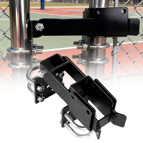 Chain Link Double Gate Latch, Steel Residential Strong Arm Double Gate Latch Chain Link Fence Gate with Convenient Padlock Holes for 1.375" Round Tube Door Frame Metal Door