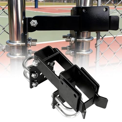Chain Link Double Gate Latch, Steel Residential Strong Arm Double Gate Latch Chain Link Fence Gate with Convenient Padlock Holes for 1.375" Round Tube Door Frame Metal Door