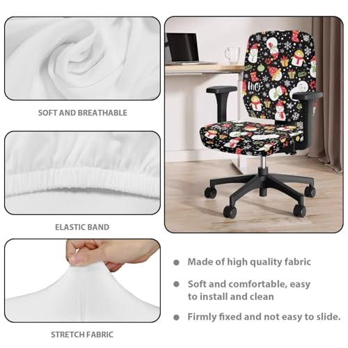 Christmas Snowman Office Chair Cover Stretchable Computer Desk Chair Seat Covers 2 Piece Waterproof Washable Swivel Chair Protective Slipcover for Wheelchairs Gaming Chairs - color: Christmas Snowman