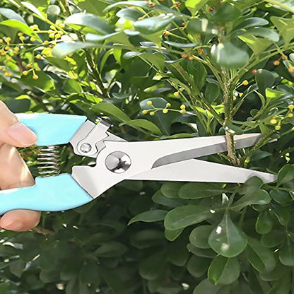Premium Garden Shears, Pruning Scissors Gardening Tools, Pruners For Flower, Bushes, Rose And Fruit Tree, Use For Florist, Yard And Orchard the Plant Clippers, Sharp White Steel Anvil Snips - style: Blue