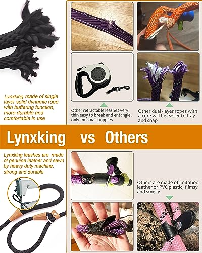 lynxking Dog Leash 1/2in x 5ft Slip Lead and 1/2in x 6ft Slip Lead Reflective,2 Pack Black