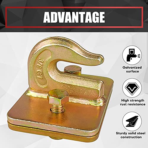 VIAGL 2 Pack 3/8" Tractor Bucket Grab Hook Grade 70 Forged Steel Bolt On Grab Hook Tow Hook Mount with Backer Plate,Work Well for Tractor Bucket, RV, UTV,Truck