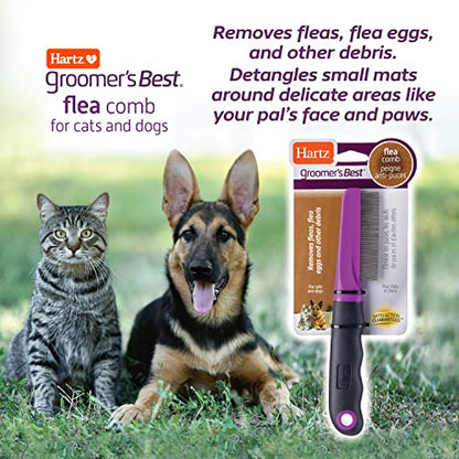 Hartz Groomer's Best Flea Comb for Dogs and Cats, Fine-Toothed Gentle Pet Comb for Detangling or Dematting Face & Paws (Pack of 1) - size: 1 Count (Pack of 1)