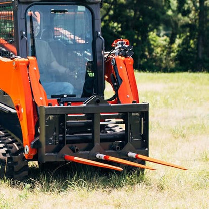 Titan Attachments HD Skid Steer Hay Frame Attachment, Three 39" Hay Spears, Rated 4,000 LB, Quick Tach Mounting, Hay Handing Equipment for Bobcat Tractors