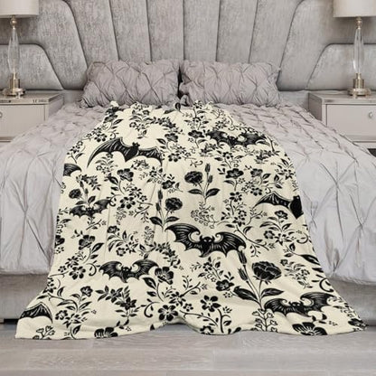 Bat Flower Fleece Throw Blanket for Couch Adults Teens 40" X 50" - color: Bat, size: 40x50 inch