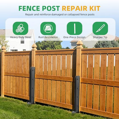 Fence Post Repair Kit, 8 Pack Heavy Duty Fence Post Stabilizer