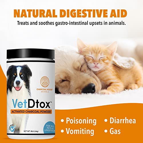 1qt Activated Charcoal Powder for All Kinds of Pets & Livestock, Dog, Cat, Chicken, Horses and More - for Diarrhea, Gas Relief, Liver Support