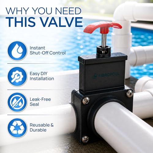 FibroPool 1.5" Above Ground Pool Gate Valve - Dual Threaded Shut-Off - Male Female Adapter - Pump Filter & Skimmer Isolation Valve - Black (Pack of 2) - size: 1 1/2 inch (Pack of 2)