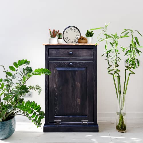 Peaceful Classics Wooden Tilt Out Trash Cabinet with Drawer, Mocha - color: Mocha, style: With Drawer
