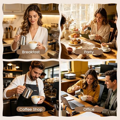 Dailyart Milk Frother Cup Set 12oz/350ml 4 Pcs Milk Frothing Pitcher - size: 12 Ounces(Pack of 4)