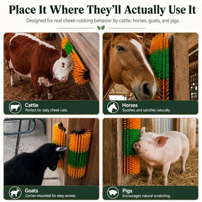 Livestock Scratching Brush, 4-Pack-Grooming Posts for Cows, Horses, Goats and Pigs with 8 Screws, Help Relieve Discomfort in Livestock and Prevent Damage to Fences - color: Yellow-4PCS