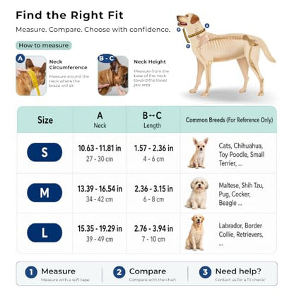 Dog Neck Brace - Adjustable Cervical Support Collar with Removable Splints for IVDD, Wobbler Syndrome, Spinal Injuries & Post-Surgery Recovery - Soft Neoprene Cat & Dog Neck Wound Cover (S) - size: S