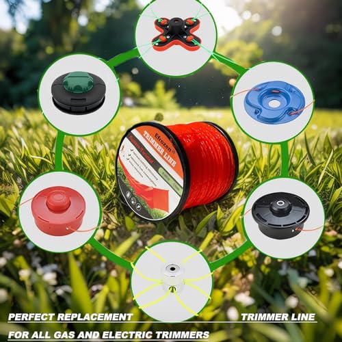 String Trimmer Line .095-Inch, 381 Feet of Orange Square Twisted Heavy Duty Weed Eater String, Premium Commercial Weed Wacker String Spool Replacement - size: 381FT x .095 in