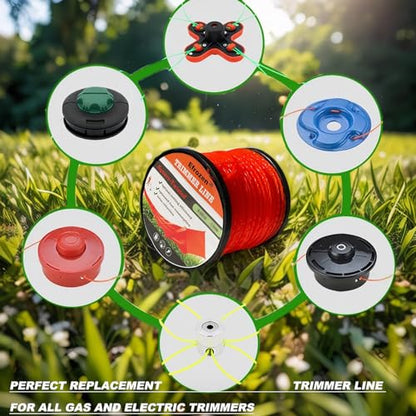 String Trimmer Line .095-Inch, 381 Feet of Orange Square Twisted Heavy Duty Weed Eater String, Premium Commercial Weed Wacker String Spool Replacement - size: 381FT x .095 in