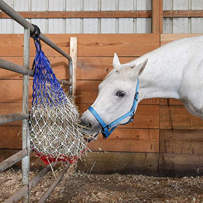 Majestic Ally 2 pcs Slow Feed 42” Hay Net for Horses, Strong Small 2x2” Holes, Nylon Rope Hanging, Adjustable Travel Feeder for Trailer and Stall, Simulates Grazing, Reduce Waste - color: Patriotic