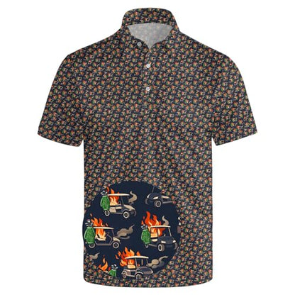 Funny Golf Shirts for Men, Quick Dry Moisture Wicking Polo Shirts - color: Angry Golfer2, size: Medium