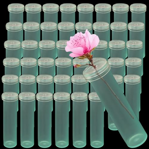 Plastic Stem Water Tubes, Green, 50Pcs, 2.8 Inches - color: Green