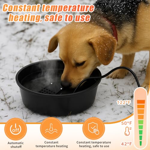 Sadnyy 250w Heated Water Bowl, 1 Gallon Thermostatic Animal Waterer