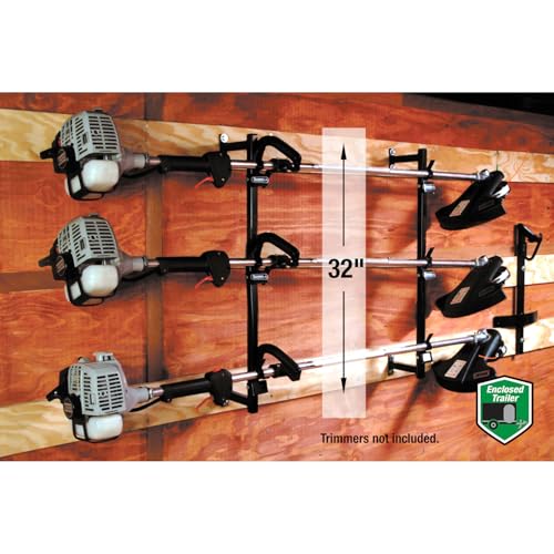 Buyers Products LT12 Landscape Trimmer Edger Locking Rack for Enclosed Trailers & Walls, Made In The USA, Holds 3 Yard Lawn Weed Whackers Tools, Trimmer Holder for Landscape Trailers