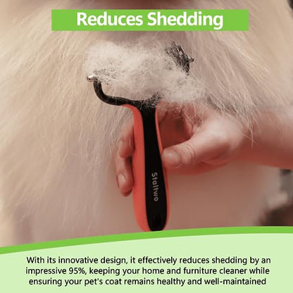 Staltwo Deshedding Dog Brush for Shedding, Undercoat Rake for Dog&Cat - color: Orange