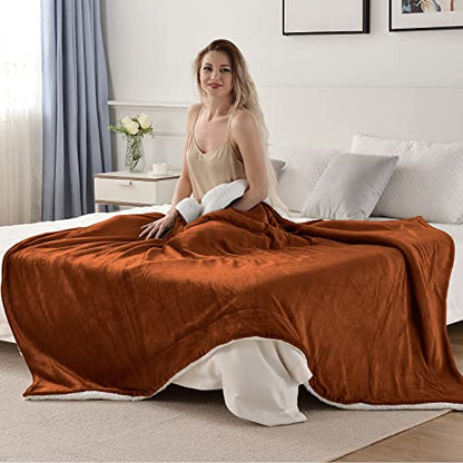 SOCHOW Sherpa Fleece Fall Throw Blanket, Caramel, 50x60 inches - color: Caramel, size: 50"×60"