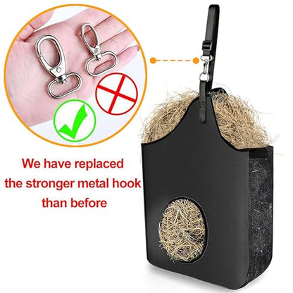4 Pcs Hay Bag Hanging Goat Feeder Tote with Adjustable Strap - color: black-4