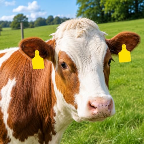 Okllen Set of 100 Blank Cattle Ear Tags, Large Livestock Ear Tag