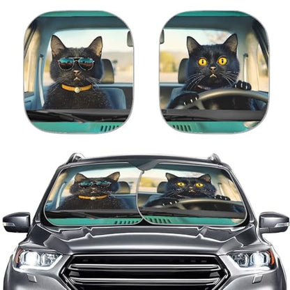 Fashion Cat Car Interior Accessories Sun Protection Easy to Install Automotive Windshield Sunshades Keep Cool UV Rays Protection for Most Sedan Truck Van 28.5 x 25.5 inches - color: Fashion Cat